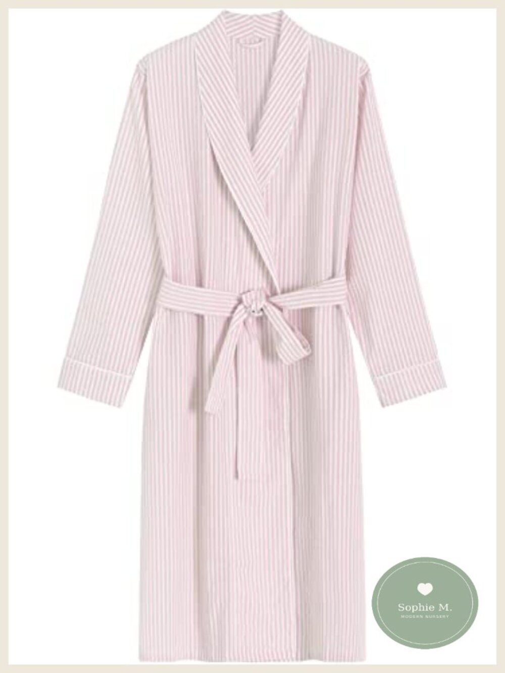 Seersucker Robe Cotton Bathrobe with Pockets Wrap Shawl Collar